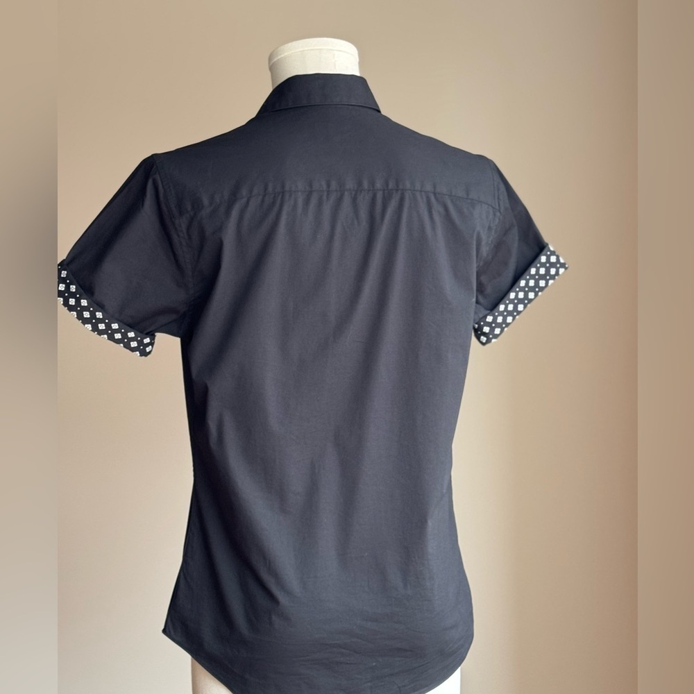 Topman Short Sleeve Button Down Slim Fit Shirt Size Small Black - Picture 2 of 6